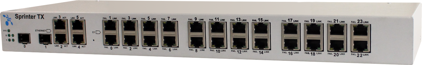 Sprinter TX 20.24E1.4GE.2SFP10G.DC48AC220 (24 интерфейса E1, 4 интерфейса Gigabit Ethernet, 2 интерфейса SFP+(10G), питание ~220В и -48В)
